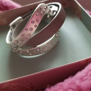 Leather diamond wrap around bracelet